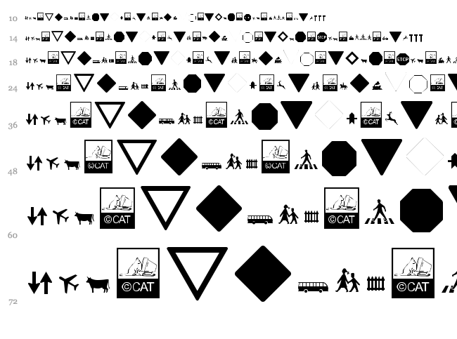 Zeichen Alt font waterfall
